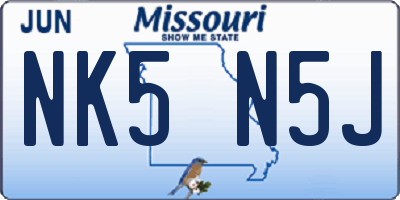 MO license plate NK5N5J