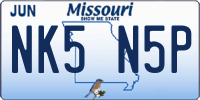 MO license plate NK5N5P