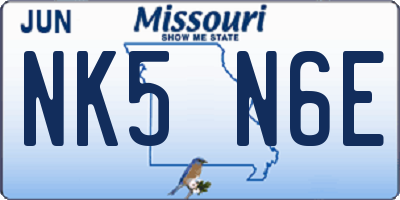MO license plate NK5N6E