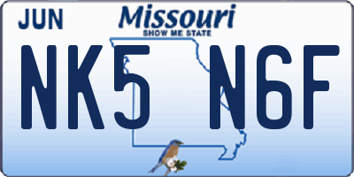 MO license plate NK5N6F
