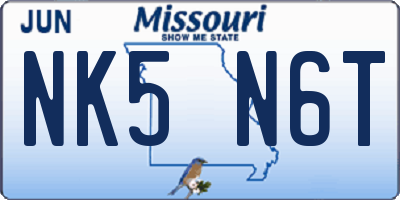 MO license plate NK5N6T