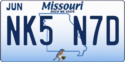 MO license plate NK5N7D