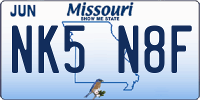 MO license plate NK5N8F