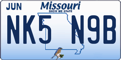 MO license plate NK5N9B