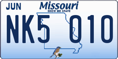 MO license plate NK5O1O