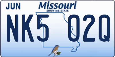 MO license plate NK5O2Q