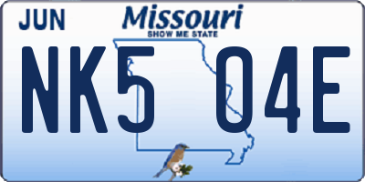 MO license plate NK5O4E