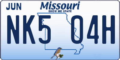 MO license plate NK5O4H