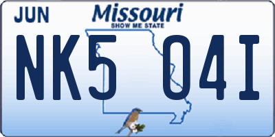 MO license plate NK5O4I