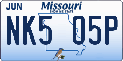 MO license plate NK5O5P