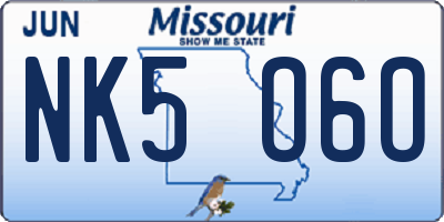 MO license plate NK5O6O