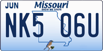MO license plate NK5O6U