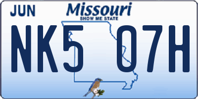 MO license plate NK5O7H