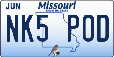 MO license plate NK5P0D