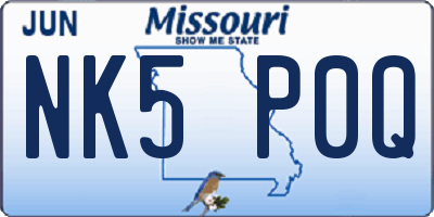 MO license plate NK5P0Q