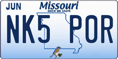 MO license plate NK5P0R