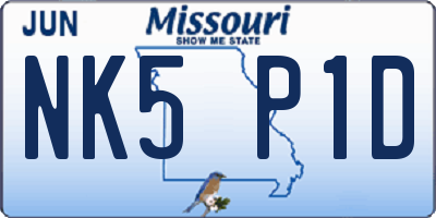 MO license plate NK5P1D