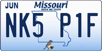 MO license plate NK5P1F