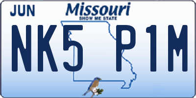 MO license plate NK5P1M