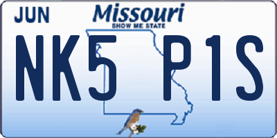 MO license plate NK5P1S