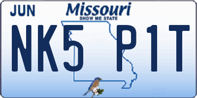 MO license plate NK5P1T