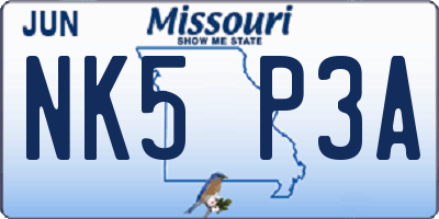 MO license plate NK5P3A