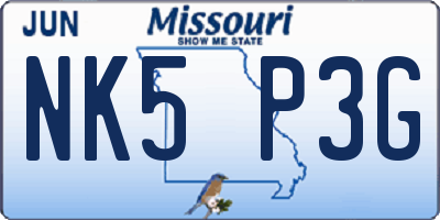 MO license plate NK5P3G