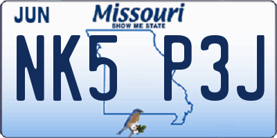 MO license plate NK5P3J