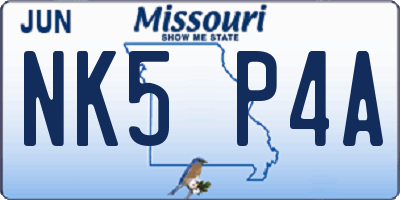 MO license plate NK5P4A