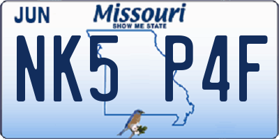 MO license plate NK5P4F