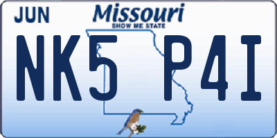 MO license plate NK5P4I
