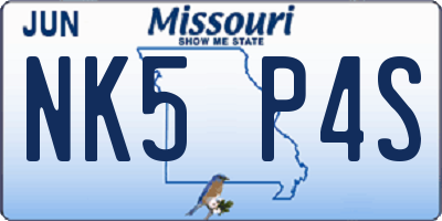 MO license plate NK5P4S