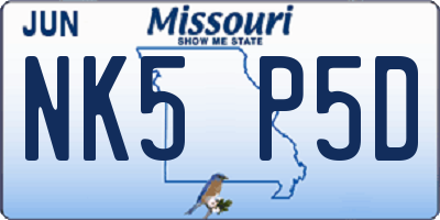 MO license plate NK5P5D