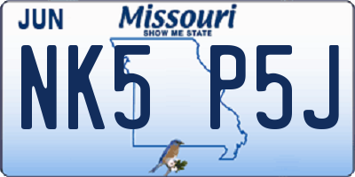 MO license plate NK5P5J