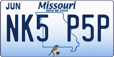 MO license plate NK5P5P