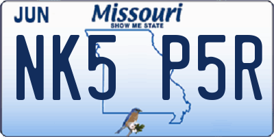 MO license plate NK5P5R