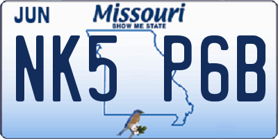 MO license plate NK5P6B