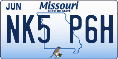 MO license plate NK5P6H