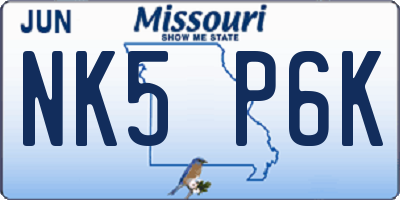 MO license plate NK5P6K
