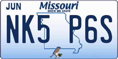 MO license plate NK5P6S