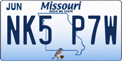 MO license plate NK5P7W