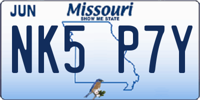 MO license plate NK5P7Y