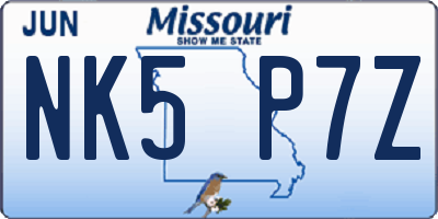 MO license plate NK5P7Z