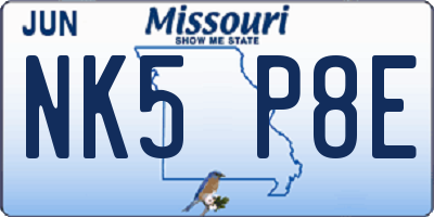 MO license plate NK5P8E