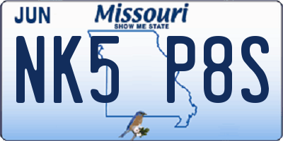 MO license plate NK5P8S