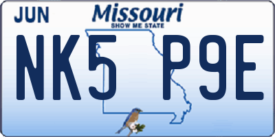 MO license plate NK5P9E