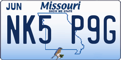 MO license plate NK5P9G