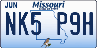 MO license plate NK5P9H