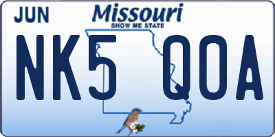 MO license plate NK5Q0A