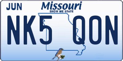 MO license plate NK5Q0N